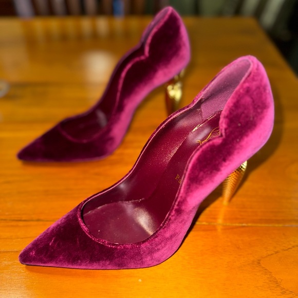Christian Louboutin Lipchick Pump 100MM Bordeaux Velour Leather 100MM 38.5/8.5 - Picture 10 of 17